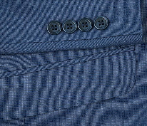 Wool Single Breasted Dress Suit Slim Fit 2 Piece 2 Button in Blue