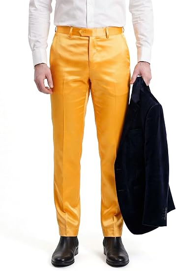 Mens Solid Color Shiny Satin Dress Pants 6VP1010