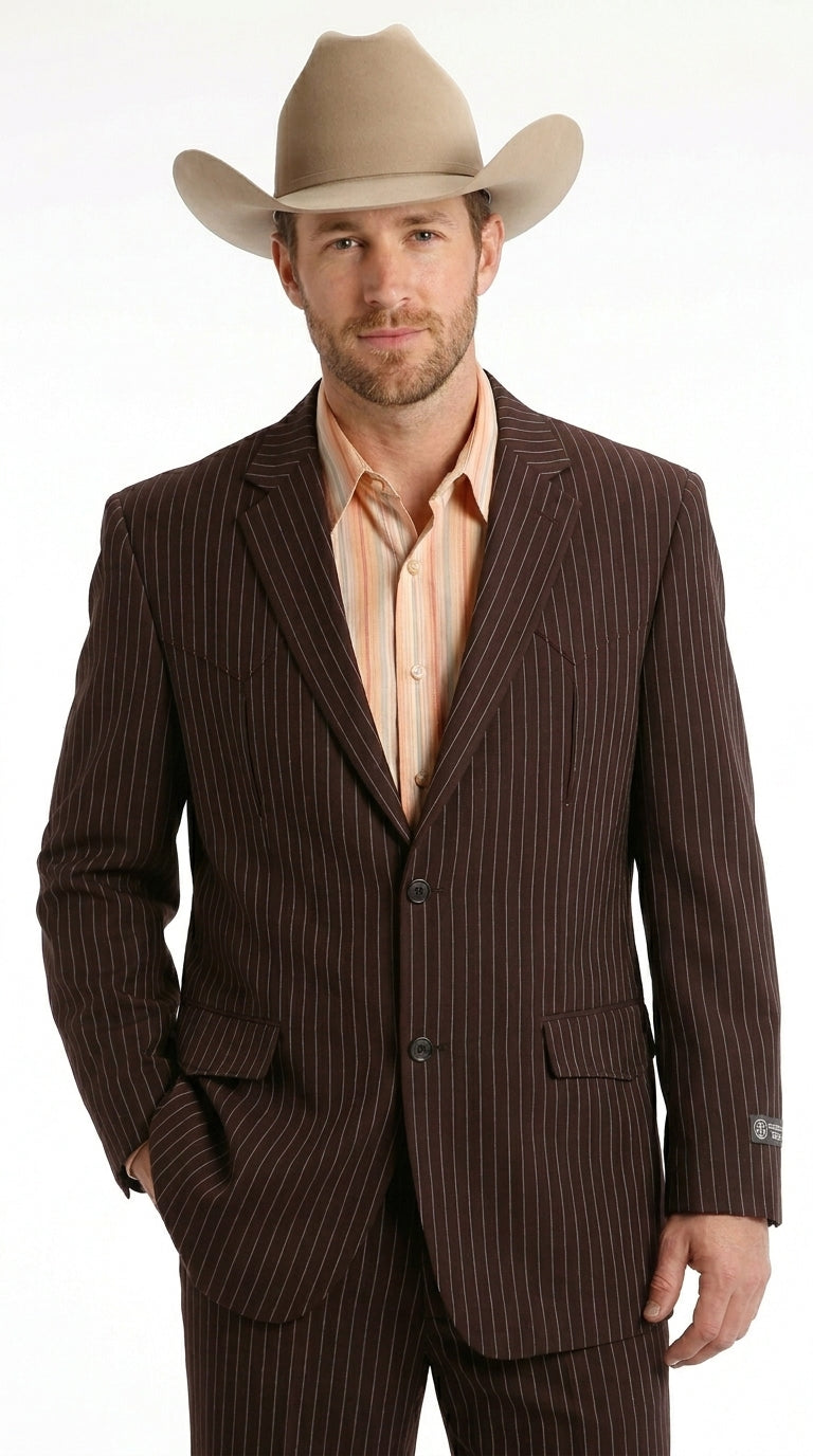Men’s Pinstripe Western Suit – Classic Formal Blazer and Pant Set for Wedding, Traje Para Hombre Cowboy Style