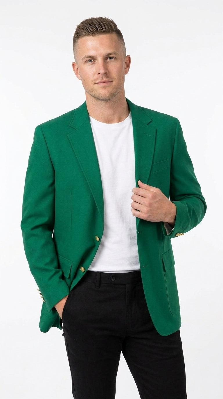 Men’s Kelly Green Blazer with Black Pants – Church, Business and Formal