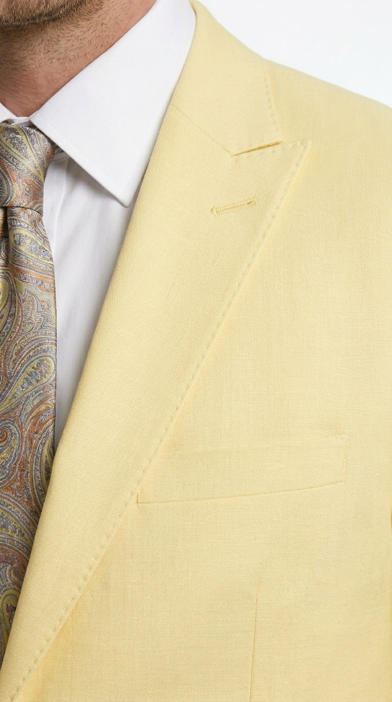 Men’s Pale Yellow 2 Piece Suit, Formal Dress Suit for Weddings, Prom, Parties, Summer Events, and Special Occasions By Vitali
