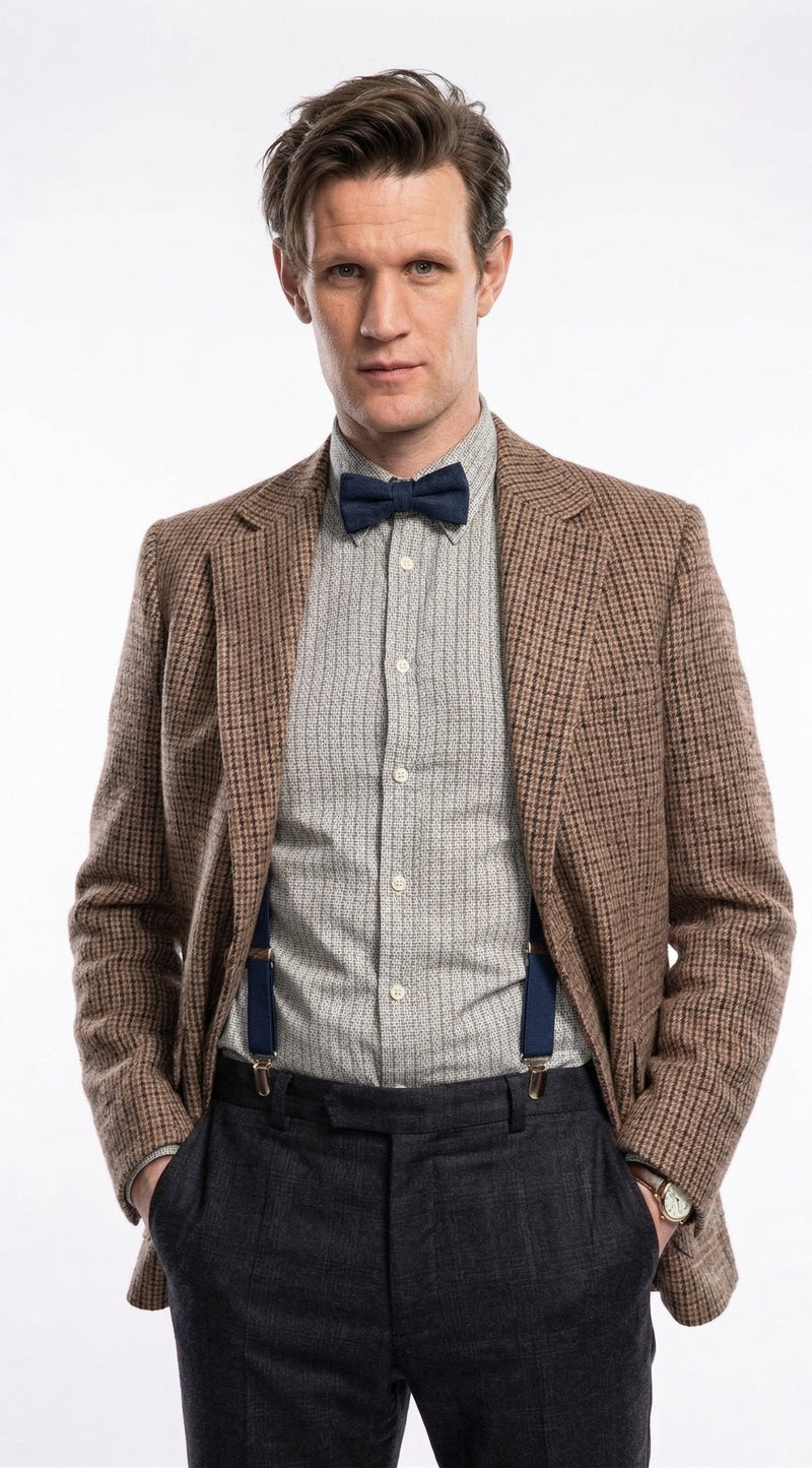 Men’s Brown Tweed Blazer Matt Smith Inspired Jacket – Classic Vintage Style Casual Formal Blazer, Smart Office Party Wear