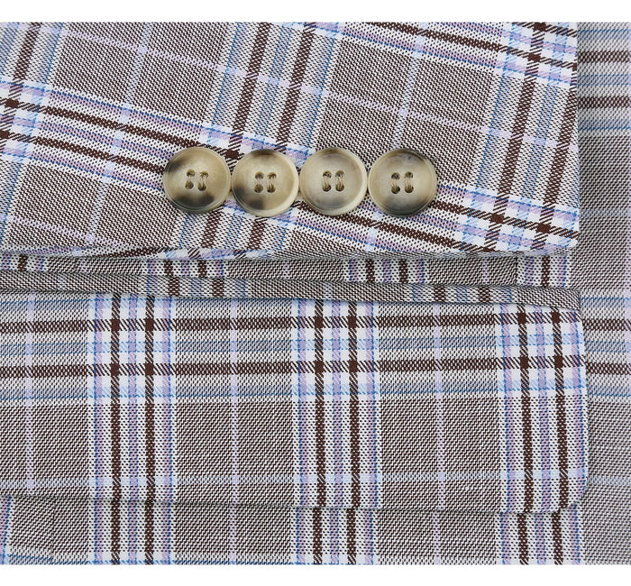 292-7 Men's Slim Fit 2-Piece Single Breasted Check Dress Suit