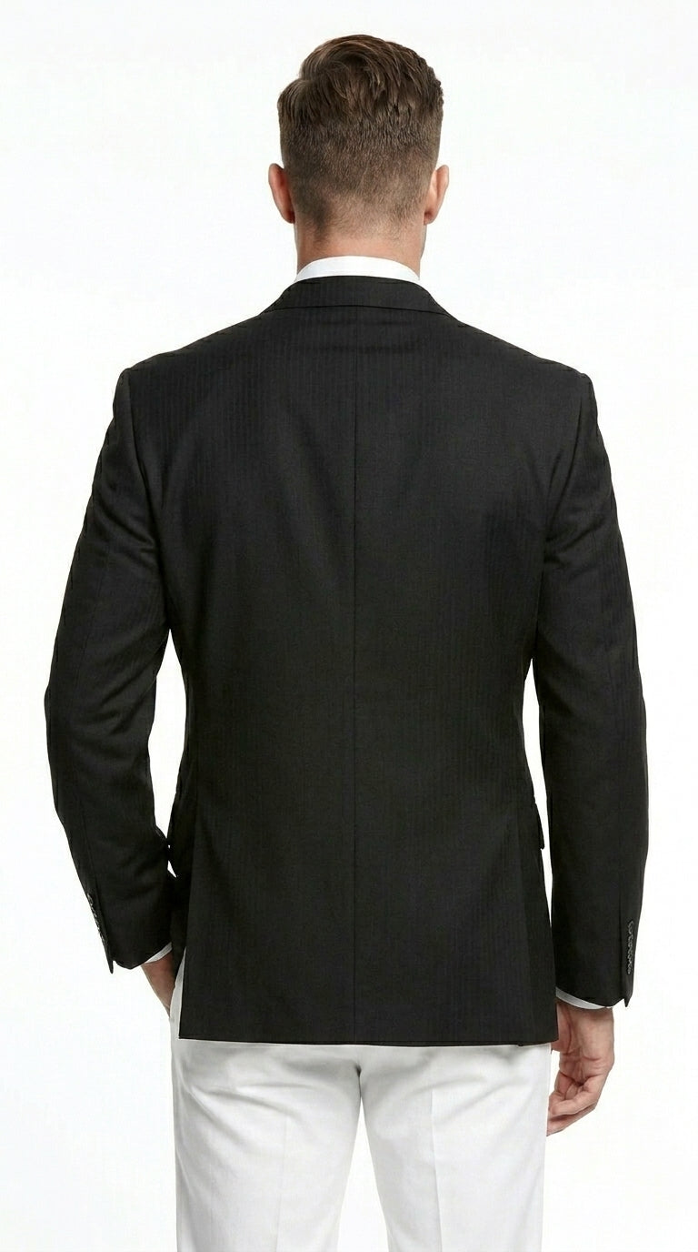 Men’s Black Three Button Blazer – Classic Formal Suit Jacket for Business, Office, Sport Coat