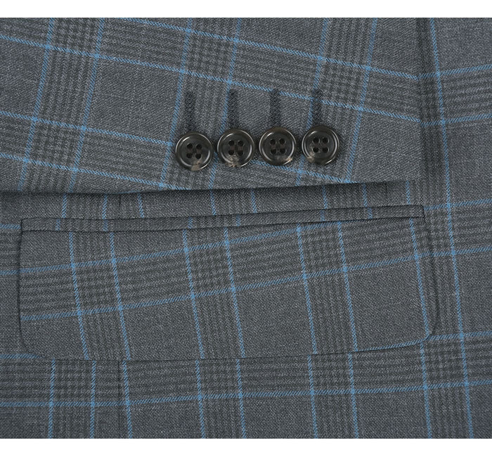 293-5 Men's Two Piece Classic Fit Windowpane Check Dress Suit