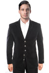 Men's Five Button Vintage Style Velvet Coats in Black