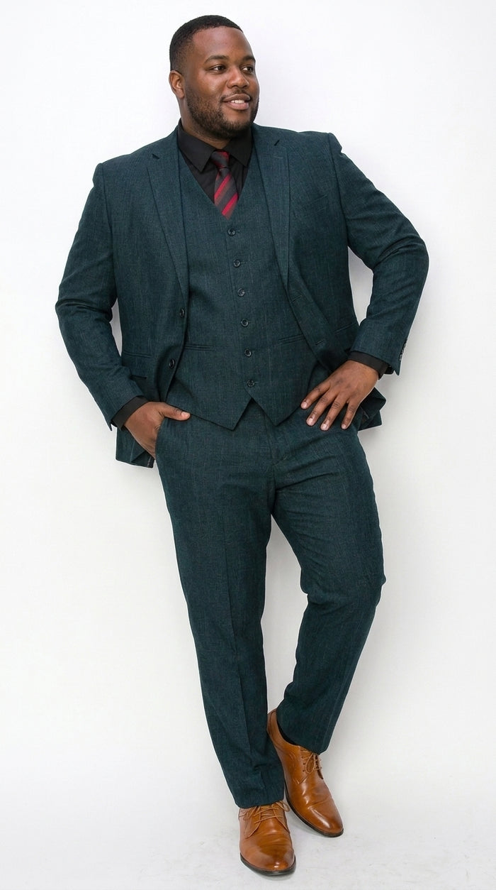 Men’s Teal Green 3 Piece Suit – Modern Two Button Suit with Matching Vest & Pants
