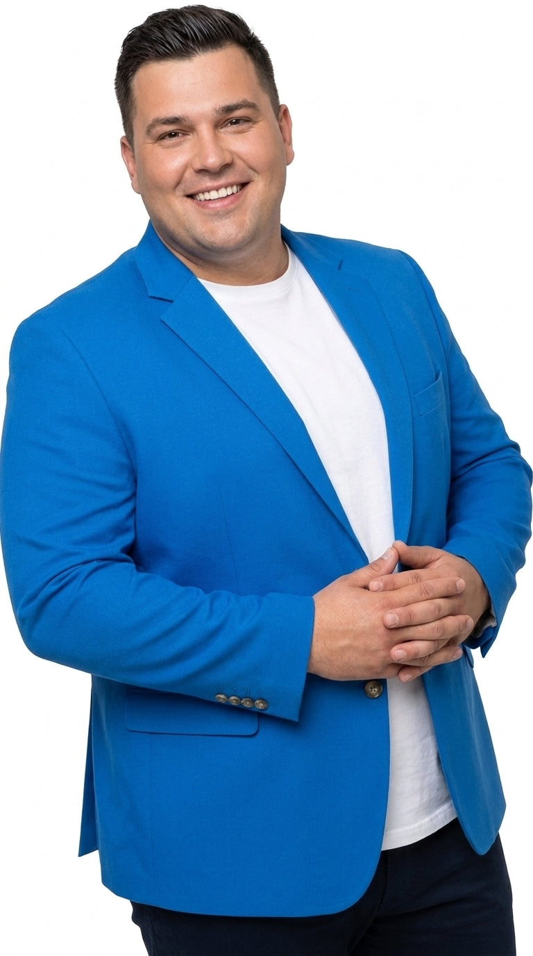Men’s Bright Blue Club Blazer – Ted Lasso Inspired Classic Two-Button Sport Coat