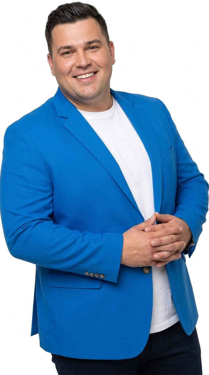Men’s Bright Blue Club Blazer – Ted Lasso Inspired Classic Two-Button Sport Coat