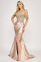 Lenovia 8398 Beaded Sateen Off Shoulder Slit Formal Dress