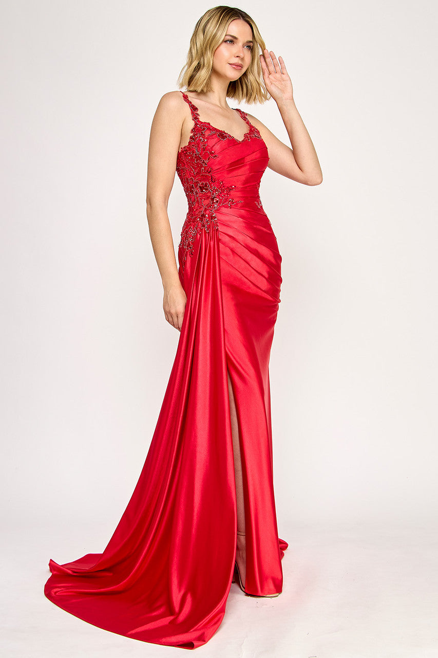 Lenovia 8361 Bead Embroidered Sateen Sleeveless Sweetheart Dress