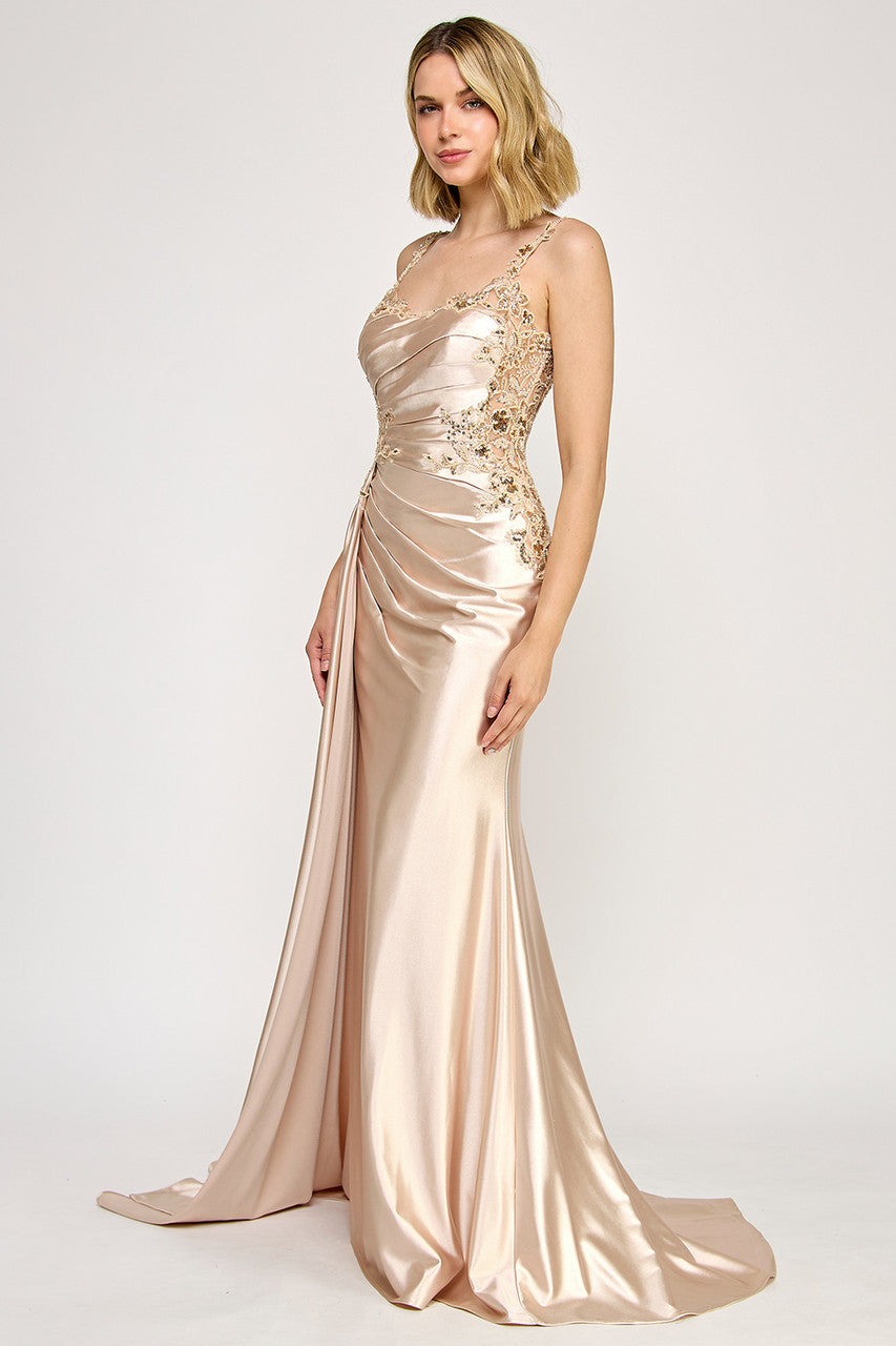Lenovia 8361 Bead Embroidered Sateen Sleeveless Sweetheart Dress