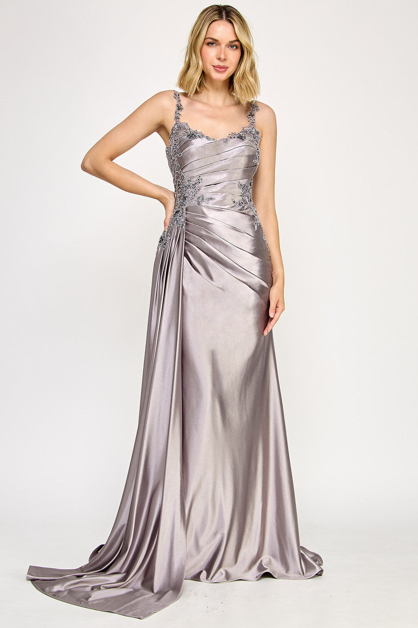 Lenovia 8361 Bead Embroidered Sateen Sleeveless Sweetheart Dress