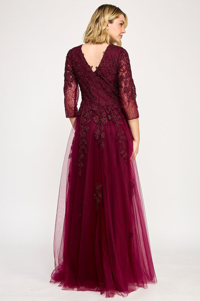 Lenovia 8370 Embroidered Illusion Mesh and Lace Applique Dress