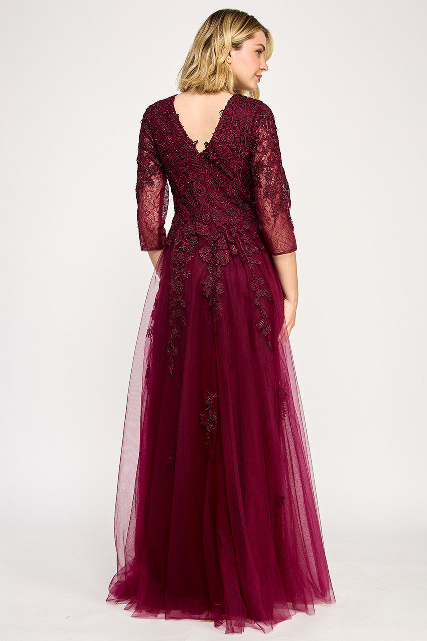 Lenovia 8370 Embroidered Illusion Mesh and Lace Applique Dress