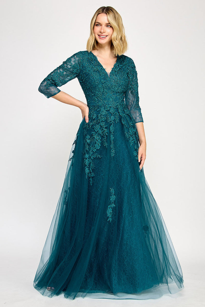 Lenovia 8370 Embroidered Illusion Mesh and Lace Applique Dress