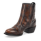 Laredo men's Fletcher boot in brown leather. Rounded toe, side zip for easy wear. Textured leather upper with stitching details. Moderate heel, smooth finish, classic cowboy style.
