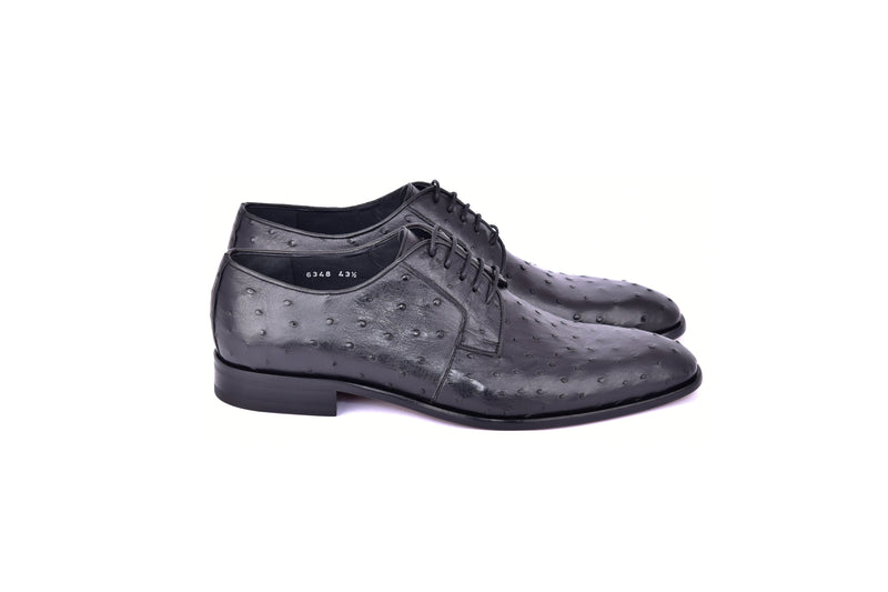 C01502-6348 Genuine Ostrich Black Lace up