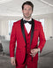 Mens Wool One Button Modern Fit Vested Shawl Prom Tuxedo in Red