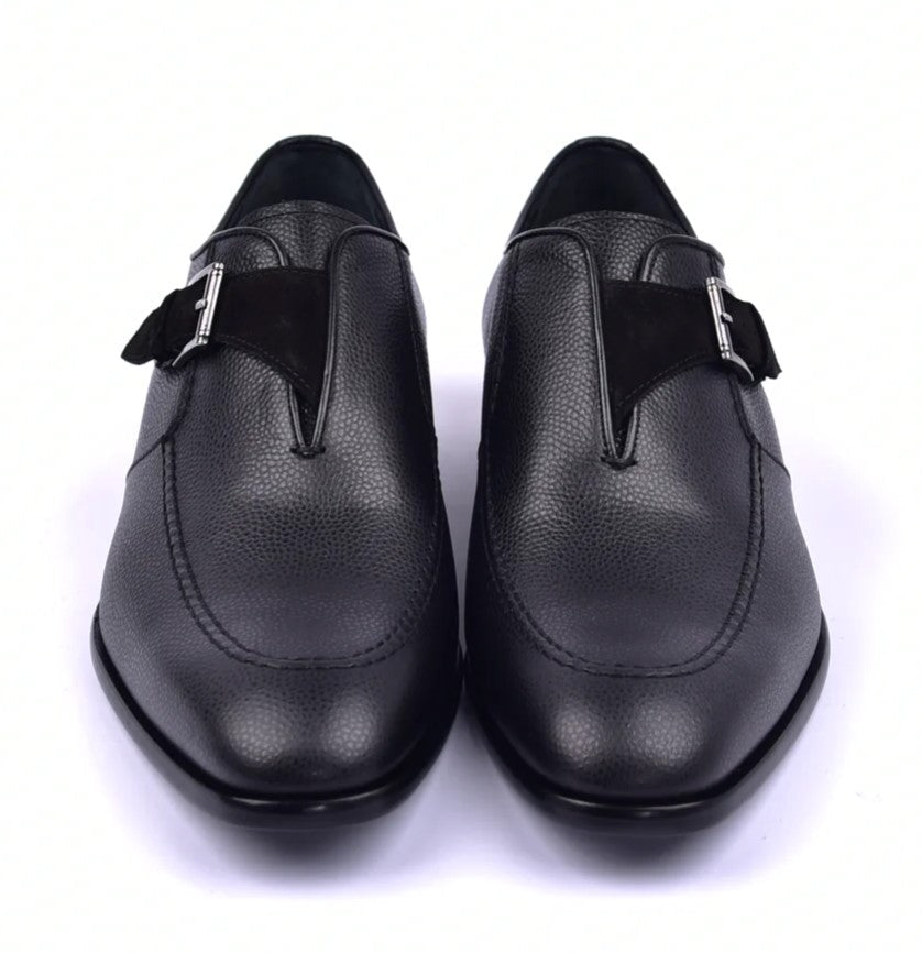 Corrente 6471 Leather Slip-On Monkstrap Shoe - Black - Image 3