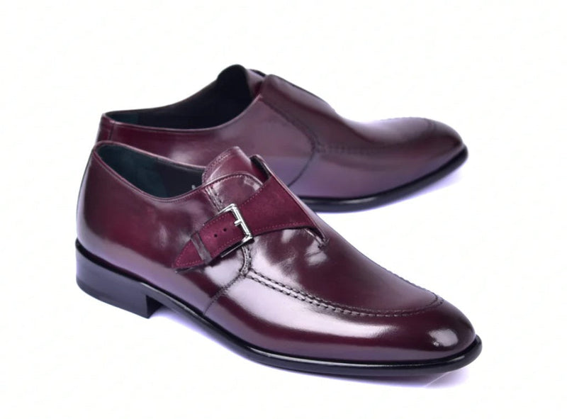 Corrente 6471 Leather Slip-On Monkstrap Shoe - Burgundy - Burgundy - Size 13