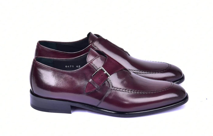 Corrente 6471 Leather Slip-On Monkstrap Shoe - Burgundy - Image 2