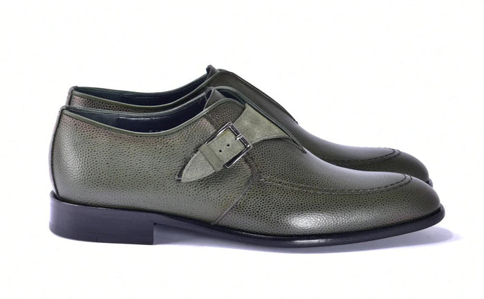 Corrente 6471 Leather Slip-On Monkstrap Shoe - Green - Image 2