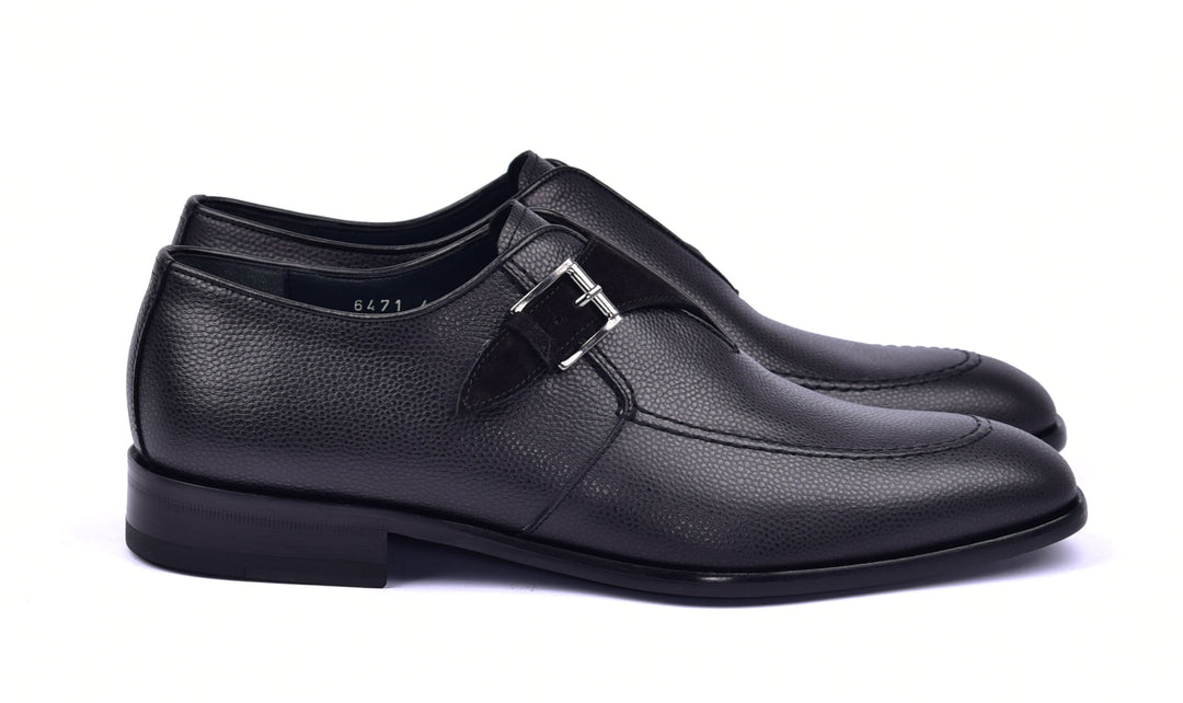 Corrente 6471 Leather Slip-On Monkstrap Shoe - Black - Image 2