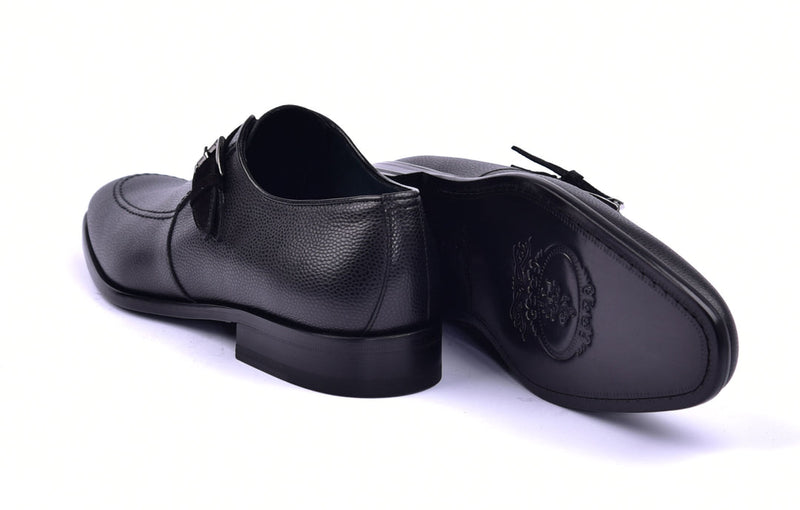 Corrente 6471 Leather Slip-On Monkstrap Shoe - Black - Image 4