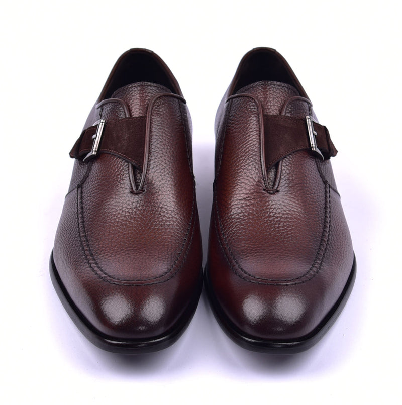 Corrente 6471 Leather Slip-On Monkstrap Shoe - Brown - Image 3