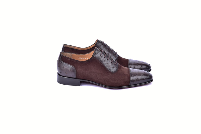 C0001302-6708 Cap toe Ostrich-Brown Suede