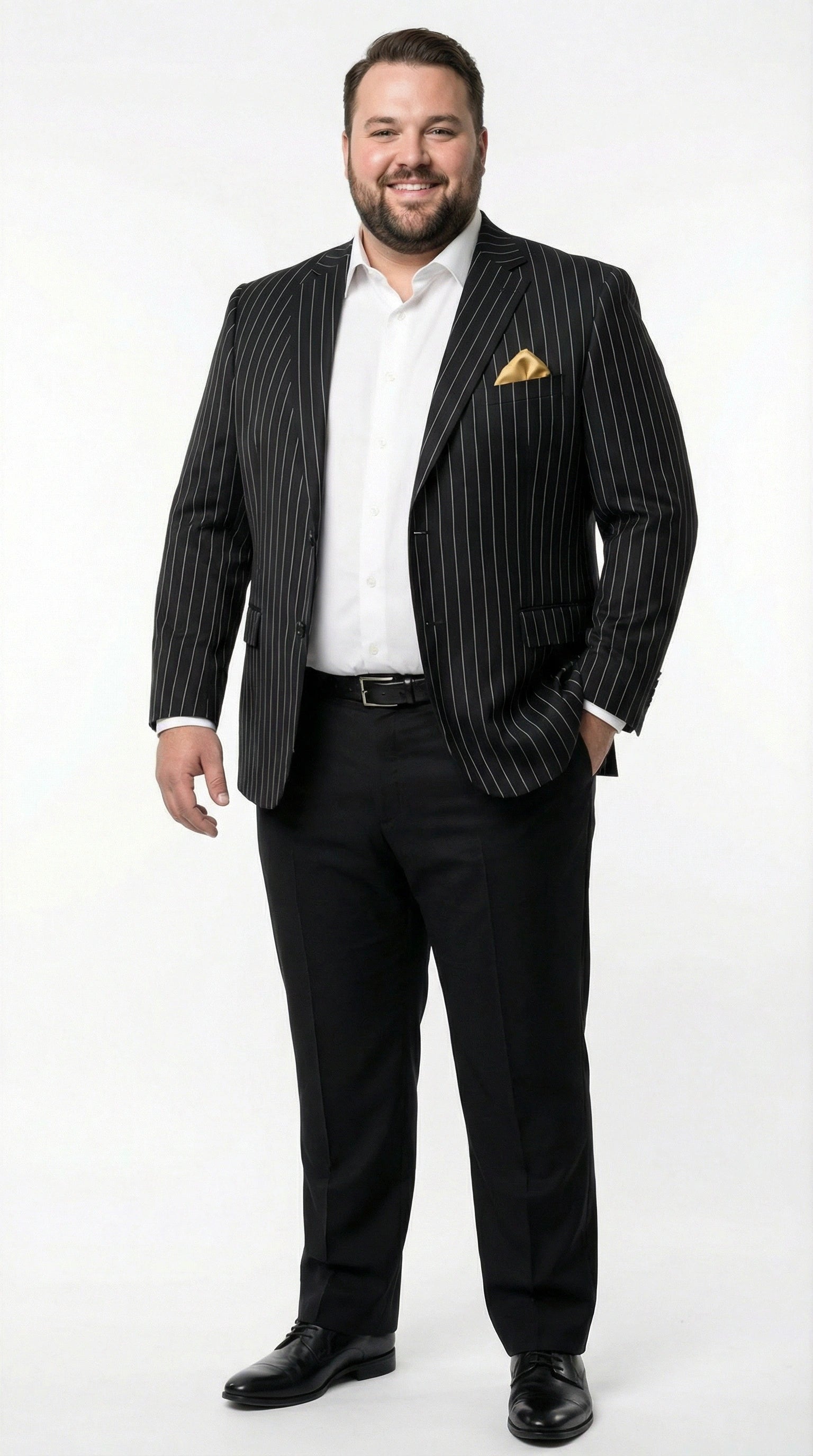 Men’s Black Pinstripe Blazer – Classic Tailored Formal Jacket for Business, Office and Evening Wear