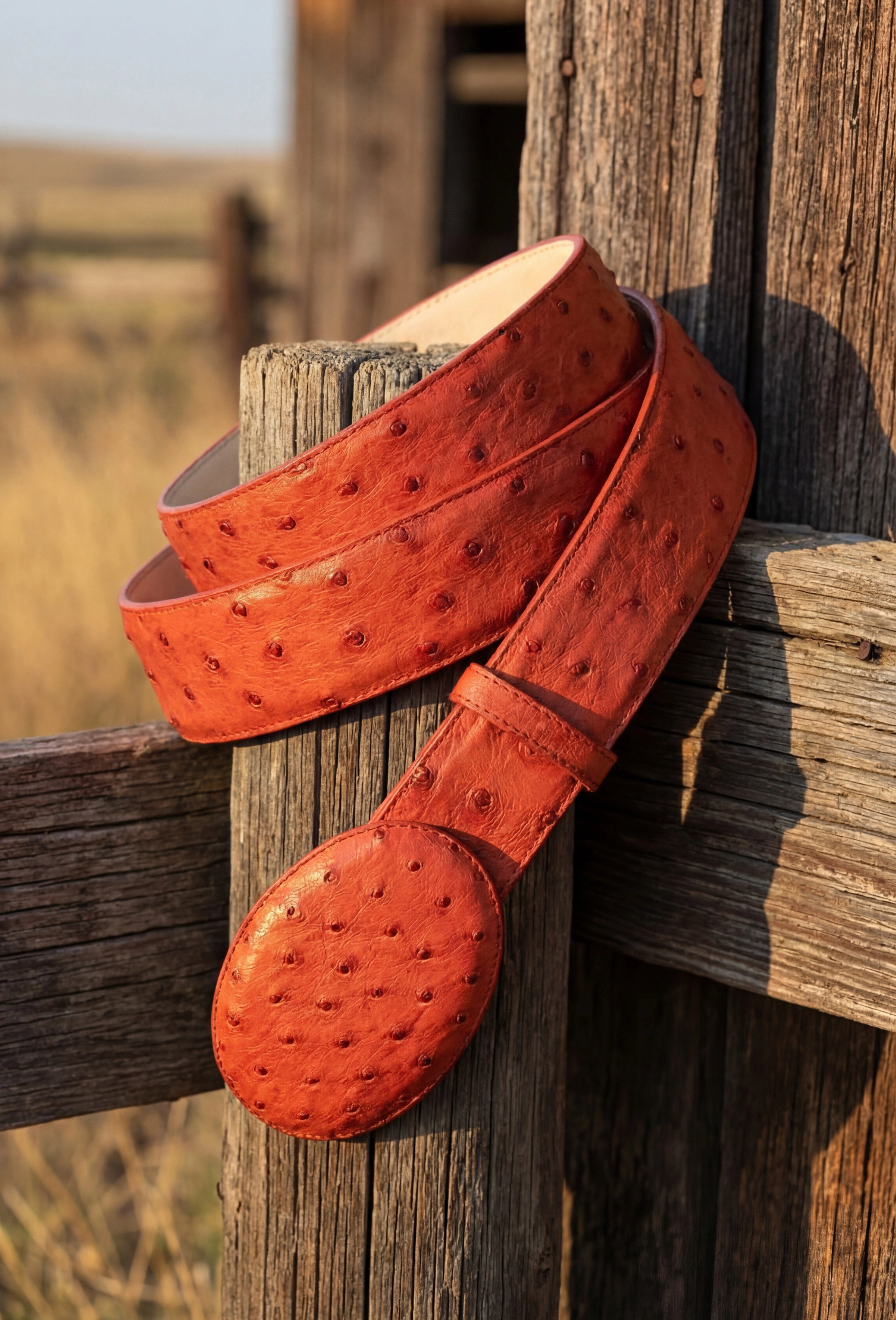Men’s Orange Rust Copper Genuine Leather Belt with Textured Finish ...