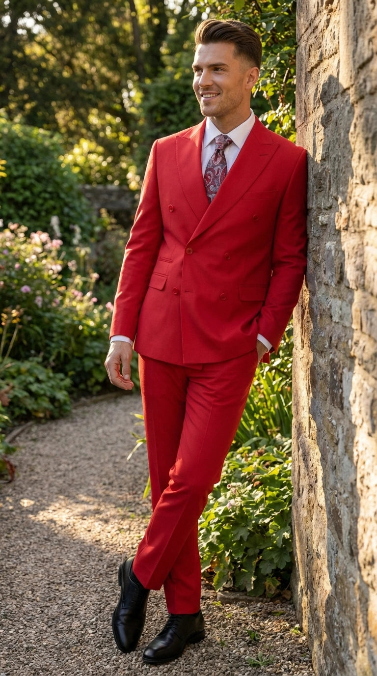 Men's Alberto Nardoni Red Double Breasted Suit