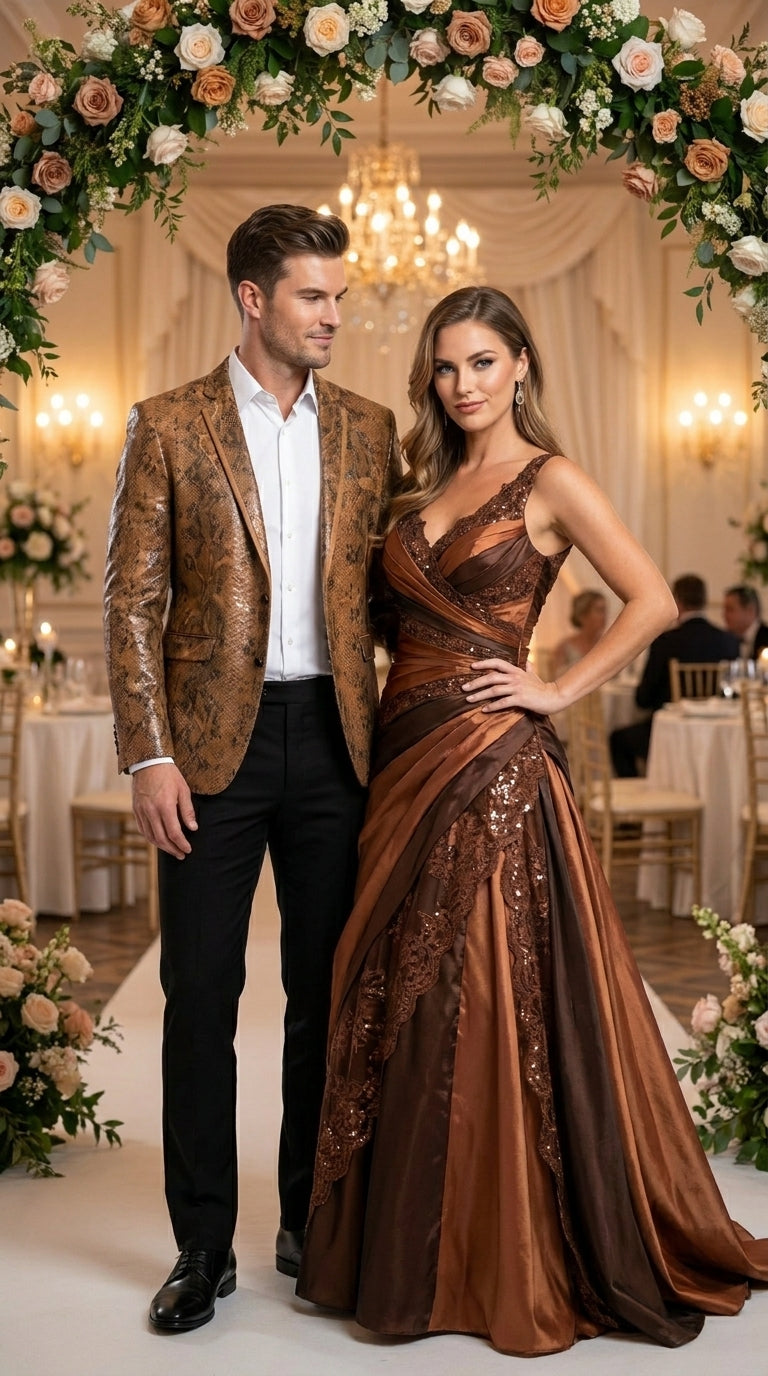 Men’s Brown Snakeskin Pattern Blazer – Stylish Exotic Print Formal Blazer Jacket for Party, Exotic Crocodile Alligator Print