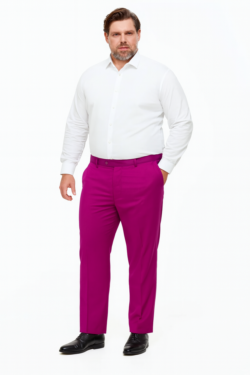 Mens Fuchsia Dress Pants - Slim Fit Stylish Formal Trousers for Parties in Hot Pink Color