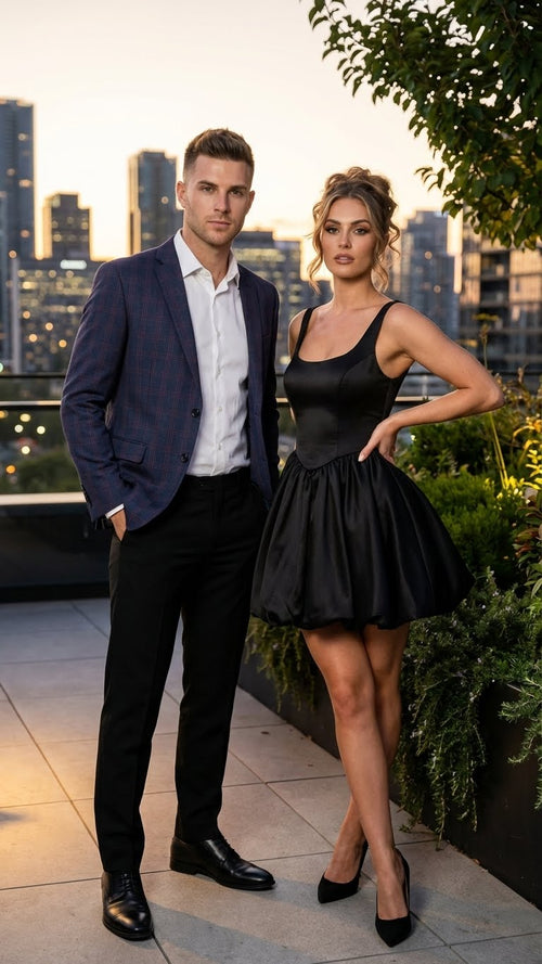 Men's big & tall navy jacket with burgundy plaid. Tailored fit, single-breasted, two front pockets, lapels.
