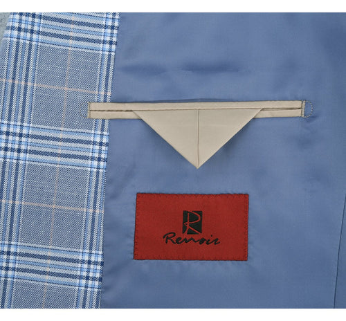 293-3 Men's 2-Piece Slim Fit Notch Lapel Stretch Windowpane Suit