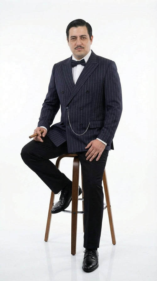 Men’s Black Pinstripe Blazer Gomez Addams Inspired Jacket – Vintage Double Breasted Formal Blazer, Classic Party Costume Wear, Elegant Evening