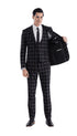 Mens Vested Gangster Plaid Pattern 1920's Suit in Black