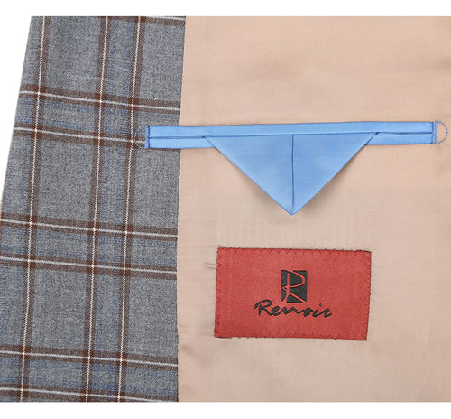 293-7 Men's Two Piece Slim Fit Stretch Windowpane Check Dress Suit