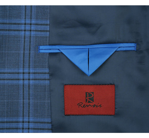 293-4 Men's 2-Piece Slim Fit Notch Lapel Stretch Windowpane Suit