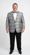 Men’s Silver and Black Paisley Prom Blazer Jacket | Printed Formal Evening Tuxedo Blazer + Free Matching Bow Tie