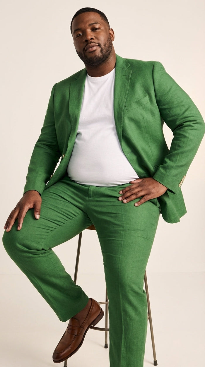 Men’s Emerald Green Suit Set – Lightweight Summer Blazer and Pants, Casual Formal Summer Suit, Breathable Wedding Party Outfit