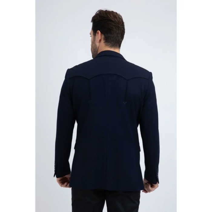 Mens Double Button Western Blazer - Navy