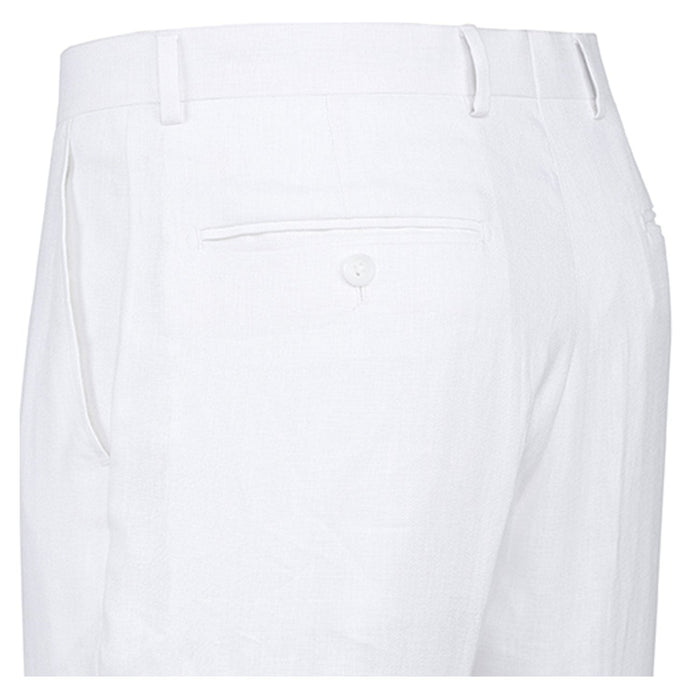 601-20 Men's Notch Lapels White Solid Linen Suits