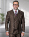Mens Ticket Pocket Peak Lapel Double breasted Vest 100% Wool Tom Ford Style Modern Fit in Color "Brown" By Statement