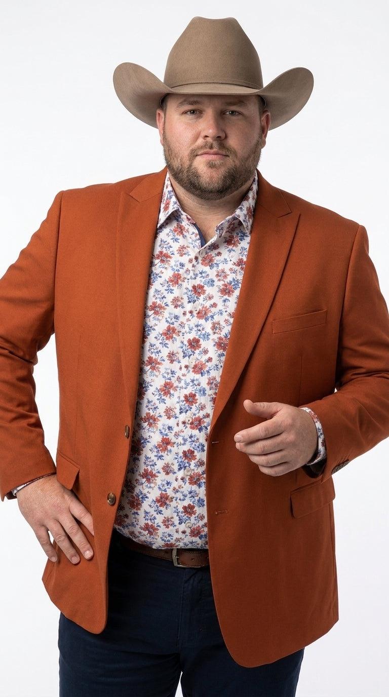 Men's Rust Cowboy Western Blazer – Copper Brick Color Two Button