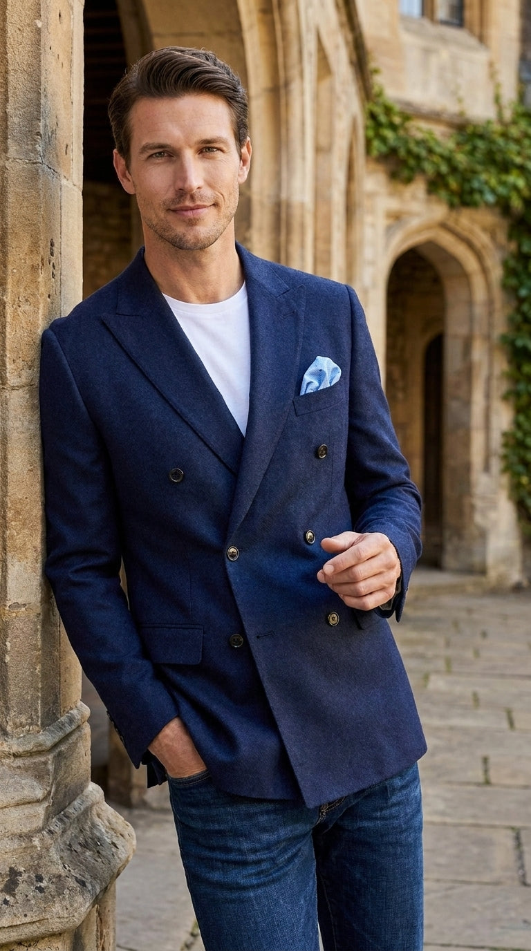 Men’s Navy Double-Breasted Blazer – Classic Fit 1920s Vintage Gatsby Style Sport Coat
