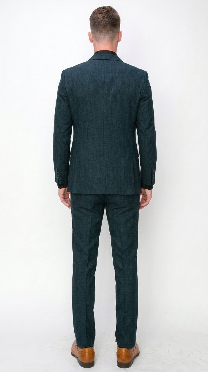 Men’s Teal Green 3 Piece Suit – Modern Two Button Suit with Matching Vest & Pants